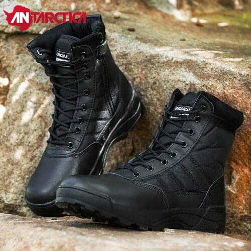 ANTARCTICA SWAT Zipper Trekking Hiking Shoes Men Military Tactical Combat Leather Work Sport Boots Waterproof Sneakers Women