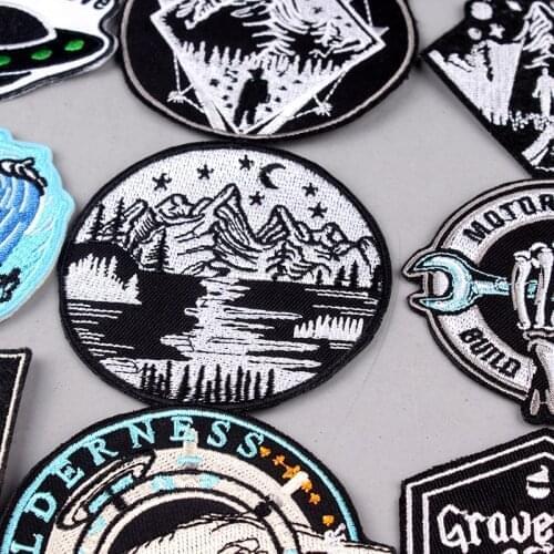 Pulaqi Rock Band Logo Patch Stalker Hippie Badge Iron On Patches Embroidered Patches For Clothes Stripe Hiking Camping Patch UFO