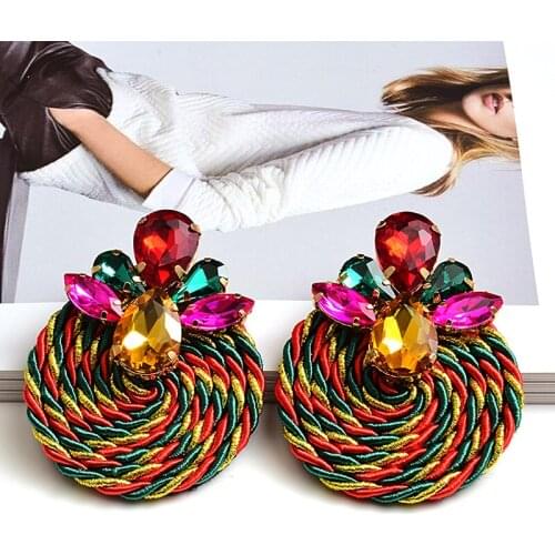 New Colorful Crystal Earrings High-quality Rhinestone Handmade Round Drop Earring Fashion design Jewelry Accessories For Women
