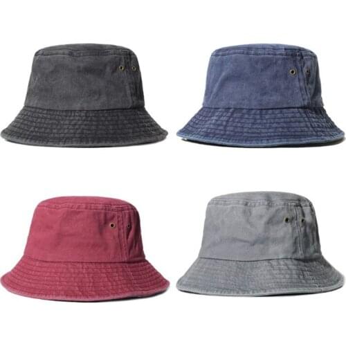 New unisex casual washed cotton bucket hats Autumn Men solid denim fisherman caps Panama gorros