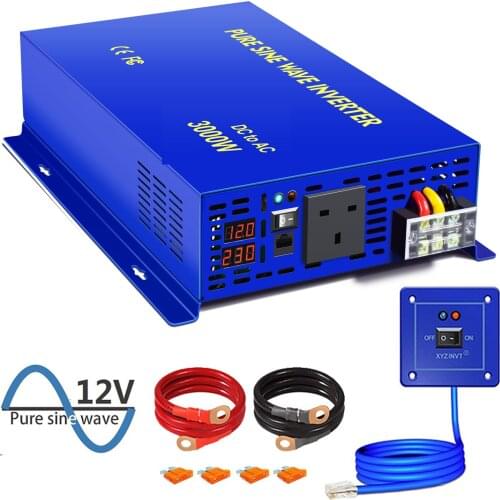 6000w Peak Pure Sine Wave Inverter 12V 24V DC to AC 110v 120v 3000W Off-grid System Car Battery Use Sloar Inverter