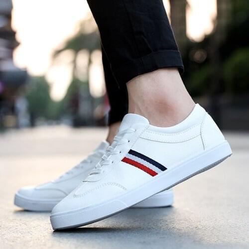 Hot Men white Sneakers Man Casual Shoes Breathable pu Leather Tenis Trainers Sports Mens Sneaker Handsome Walking Shoes ST473