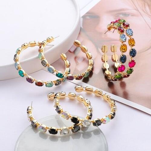 Ztech New Design 58mm Diameter Big Hoop Earrings For Women Girls Luxury Crystal Statement Fashion Show Wedding Party Accessories