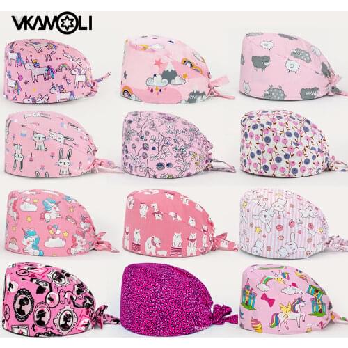 Womens nurse scrubs cap Health Workers Frosted Hat Lab operator work cap Beauty salon Print Hat adjustable Scrub Cap working