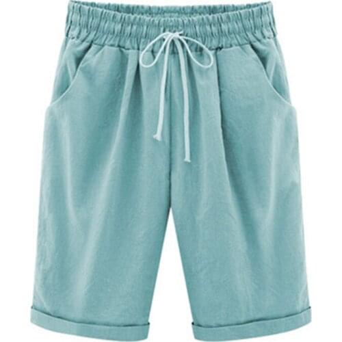 Women Summer Shorts Large Loose Casual Sports Stretchy Straight Leg Breathable Sweatshorts Pocket Comfy Elastic Waist Lace Up