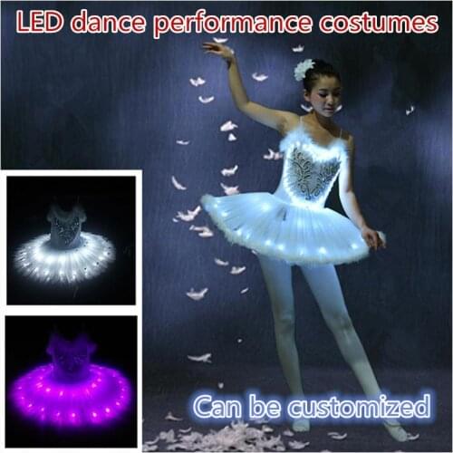 Glowing adult dance costumes Fluorescent ballet skirt LED luminous stage costumes Starlight childrens skirt
