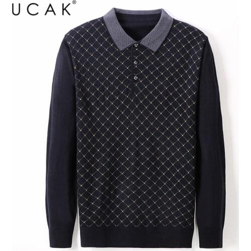 UCAK Brand Casual Turn-down Collar Sweaters Men Clothes Streetwear Fashion Long Sleeve Sweater Pullover Homme Clothing U1072
