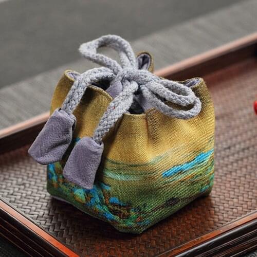 Vintage Teaware Storage Bag Cloth Pack Travel Teacup Teapot Jar Bag Tea Ceremony Accessories Chinese Storage Bags Decor Crafts