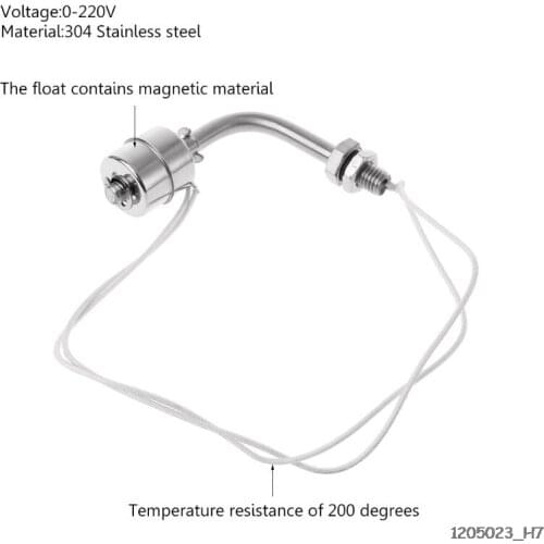 Internal Float Switch High Temperature 200 Celsius L Type Liquid Controller Water Level Sensor 304 Stainless Steel