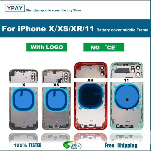 For iPhone X XS XR 11 Battery Back Cover + Middle Chassis Frame + SIM Tray + Side Key Parts Rear Housing Case Assembly