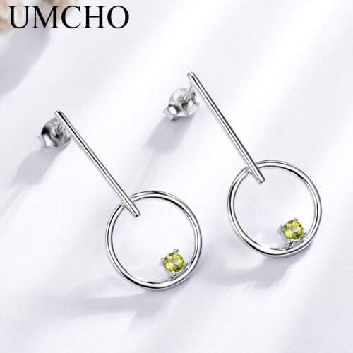 UMCHO Natural Topaz Drop Earrings For Women Pure 925 Sterling Silver Gemstone Dangle Earrings Fashionable Silver Jewelry Gift