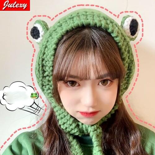 Winter Skullies Cute Women Frog Hat Crochet Knitted Hat Costume Beanie Hats Cap Women Gift Hip-hop Cap Photography Prop Party