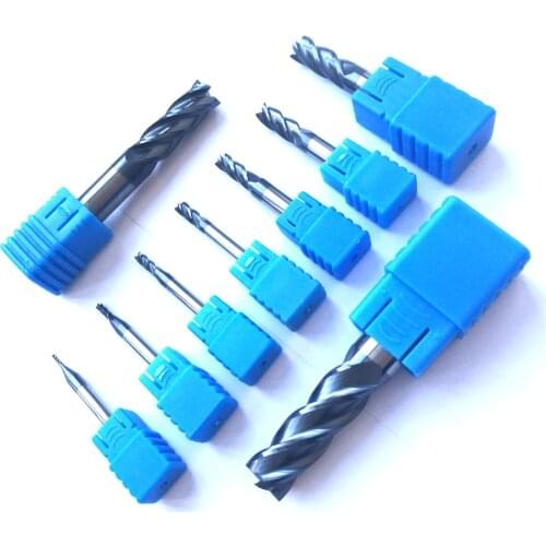 1pc 1mm 2mm 3mm 4mm 5mm 6mm 8mm 10mm 12mm 4 Flutes Carbide CNC End mills HRC45 Spiral Bit Milling Tools Router bits