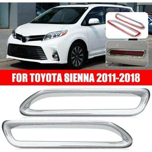 2X Rear Bumper Fog Light Lamp Frame Trim Bezel Chrome for Toyota Sienna 2011-2018