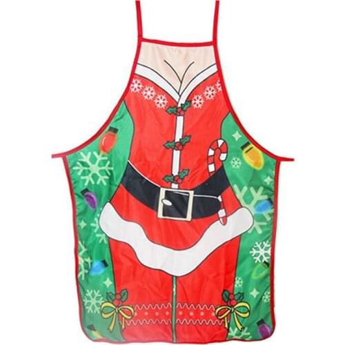 2020 Merry Christmas Aprons Adult Santa Claus Aprons Kitchen Baking Restaurant Dinner Party Decor Apron Household Cleaning Tools