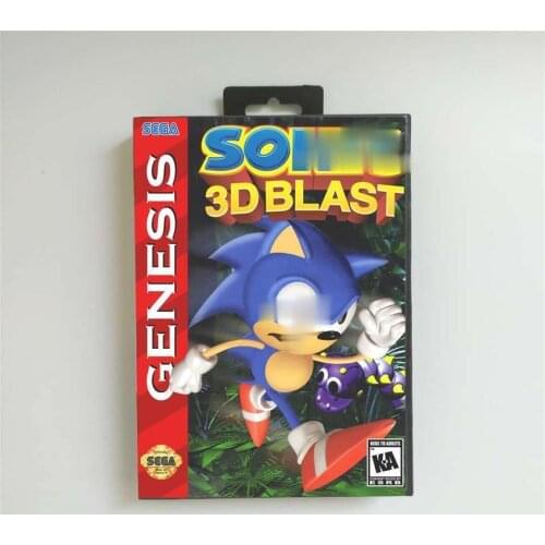 Soniced 3D Blast - USA Cover With Retail Box 16 Bit MD Game Card for Sega Megadrive Genesis Video Game Console