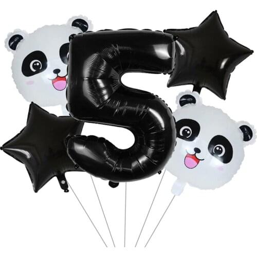 5pcs Cartoon Animal Panda 30inch Number Foil Balloons Childrens Birthday Party Decoration Kids Toys Baby Shower Air Globos