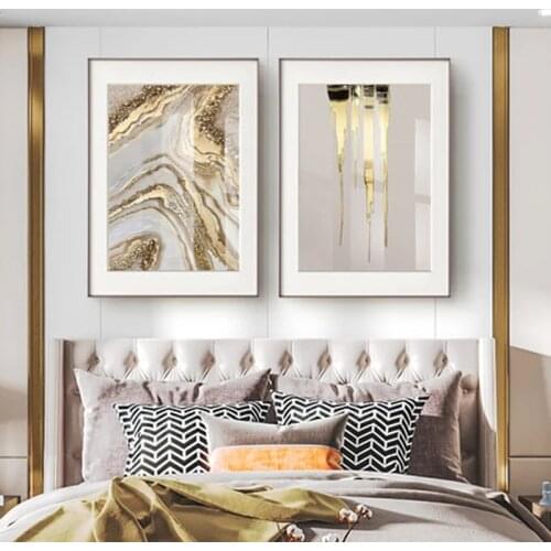 Abstract painting in gold leaf block, Golden feather print poster,modern, wall art, image for living room, sailor decoration