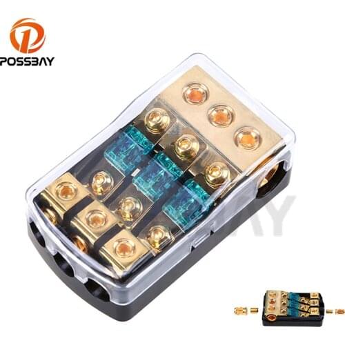 POSSBAY Car Vehicles Audio 1 In 3 Ways Out Fuse Holder Fuse Box for Honda/Audi/Toyota 12V-24V Car Audio Fuse Circuit Breaker