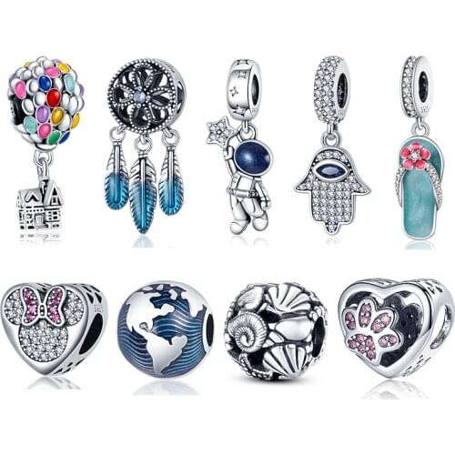 HOT SALE 100% Sterling Silver 925 Silver Multicolor Hot Air Balloon Charms Fit Original Pandora Bracelet For Women Jewelry Gift