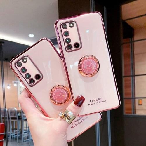 6D Electroplated Phone Case For Huawei Honor X10 Max Soft TPU Silicone Back Ring Holder Cover honor x10 Capa cases