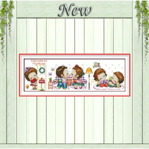 Welcome to my house baby love Decor paintings counted print on canvas DMC 11CT 14CT kits Cross Stitch embroidery needlework Sets
