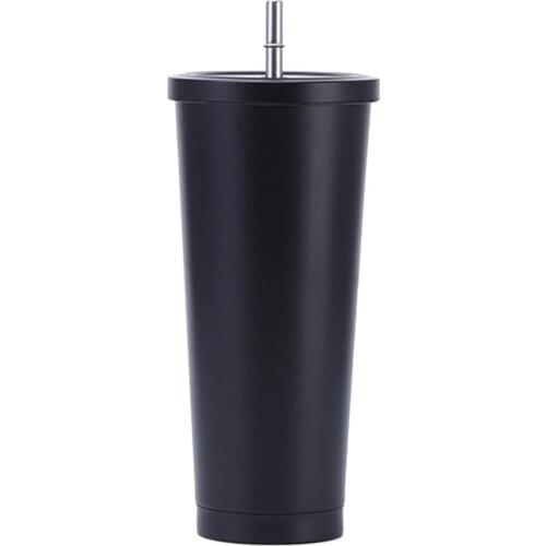 750ML Double Layers Stainless Steel Insulated Mug With Lid And Straw Coffee Mug Drink Travel Cup Vacuum Flask Metal Cup