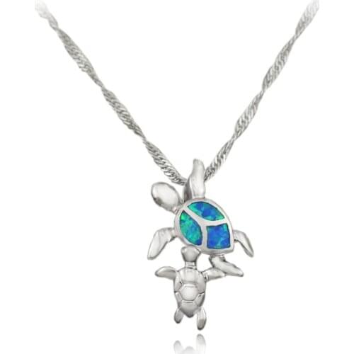 Blue Pink White Brown Green Fire Opal Turtle Pendant 1 1/8'' OP5