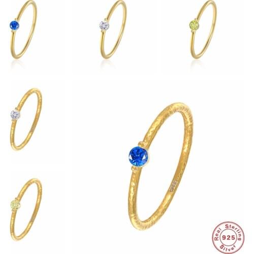 GS 925 Sterling Silver Rainbow Zircon Ring For Women Luxury Colorful Crystal Slim Thin Rings Fine Jewelry Fashion Statement