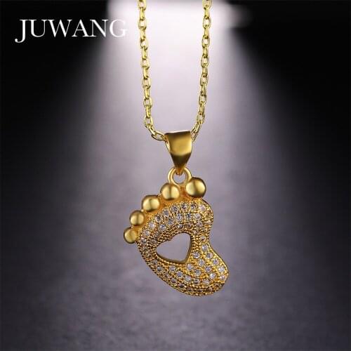 JUWANG 3 Colors Personality Rose Gold Sole Shape Pendant Necklace for Woman Link Chain Charm Party Necklac Wholesale Bijouterie