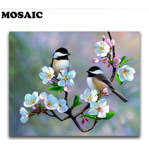 30x40 Full square Diamond painting Cross stitch bird Gardenia round Diamond mosaic flowers 5D DIY Diamond embroidery orchid tree
