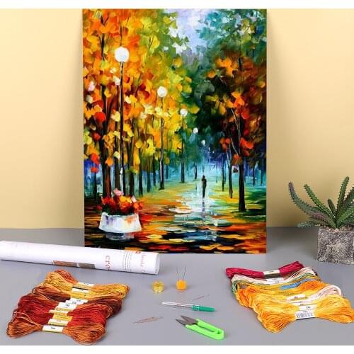 Oil Painting Style Printed 11CT Cross-Stitch Embroidery Kit DMC Threads Handiwork Knitting Handicraft Needlework Room Floss