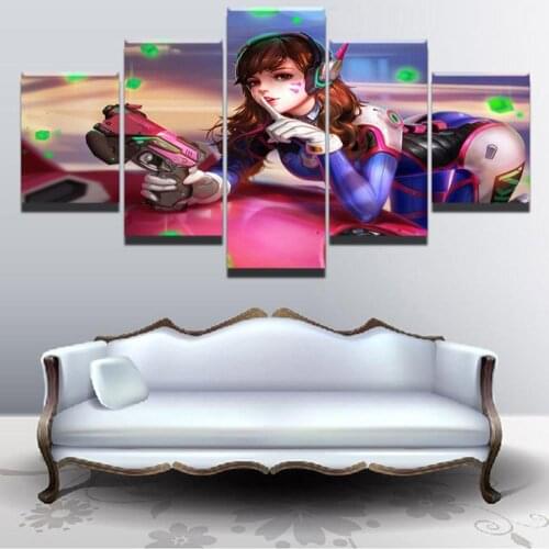 5 Piece Wall Art Canvas Game Figure Pictures Playful Lovely Girl Posters Home Modern Living Room Decoration Wall Paintings