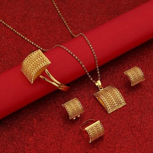 Ethiopian Set Jewelry Necklace Earrings Ring Bangle African Bridal Sets Habesha Eritrea Wedding Sudan