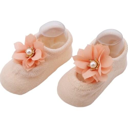 Lace Flower Newborn Baby Socks Cotton Anti-slip Kids Floor Socks Bow Baby Girl Socks Spring Summer Girls Gift Sokken Cartoon