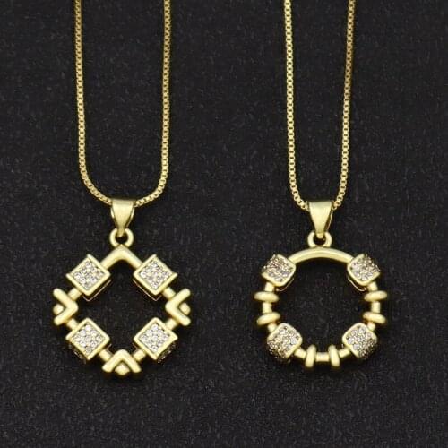 Cubic Zirconia Geometric Drop Necklace Men CZ Stone Square Round Hip Hop Pendant Punk Jewelry for Best Friend Party Gifts