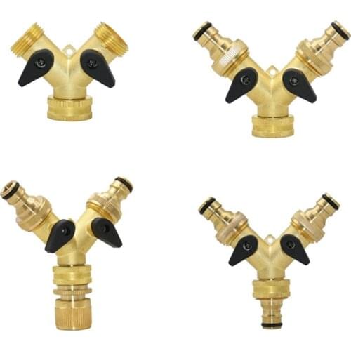 Brass 2-way Garden tap water splitter 3/4" male Y Irrigation valve garden hose splitter watering 1pcs