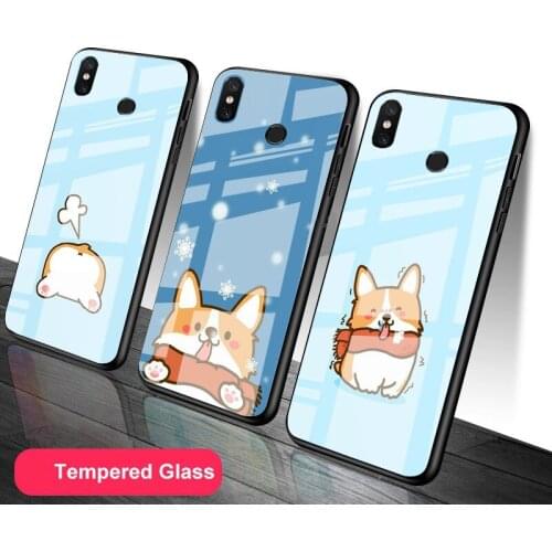 Cute Corgi Tempered Glass Phone Case For Redmi Note 5 6 7 8 9 Pro Note8T Note9S Redmi8 9 Cover Shell