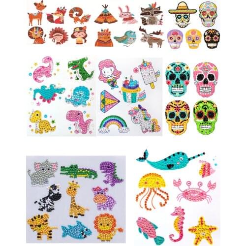 Easy Diamond Painting Cartoon Sticker Kits for Kids Skull Free наклейки Of Rhinestones Cup Phone Book Decoration Kids Gift