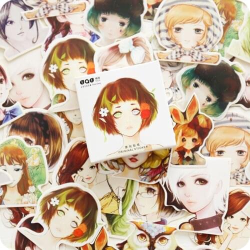 45 pcs/box Comic Girls Mini Paper Sticker Decoration Stickers DIY Diary Scrapbooking Planner Label Sticker