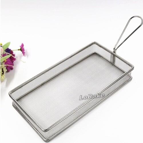 New Big size 25*13cm rectangle Stainless steel aluminium frying chicken legs dumplings basket oil sifter for kitchen supplies