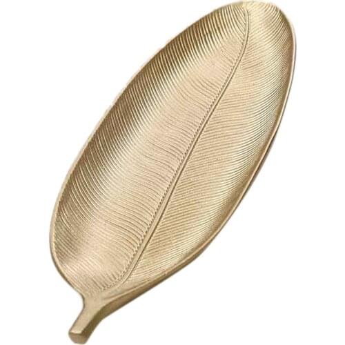 Nordic Storage Organizer Tray,Gold Leaf Shape Serving Tray,Jewelry Pallet,Fruit/Snack Dish For Table Decoration,S