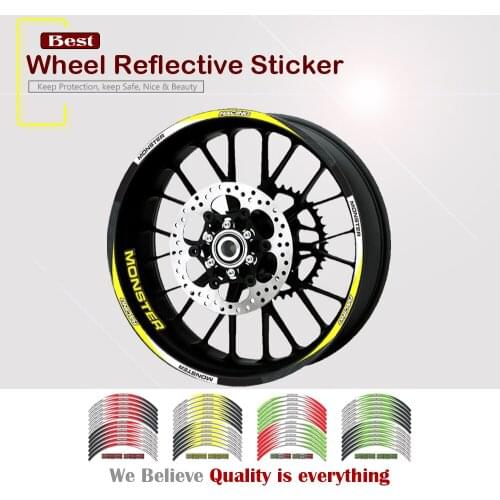 Strips Motorcycle Wheel Tire Stickers Car Reflective Rim Tape Motorbike Bicycle Decals FOR DUCATI Monster 821 696 821 1100 1200