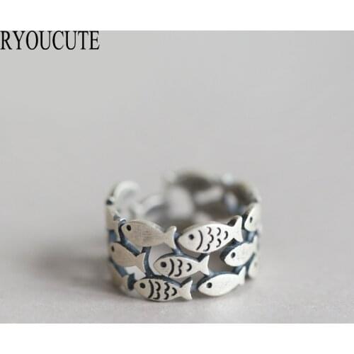 Exaggerated Personality Silver Color Fish Rings for Women Adjustable Antique Rings Fashion Wedding Jewelry
