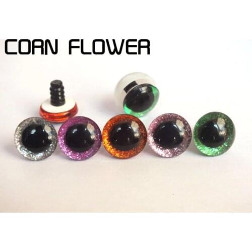 Mixed colors 50pcs/lot new design 16mm&20mm&24mm clear trapezoid plastic safety toy eyes + glitter Nonwovens + washer
