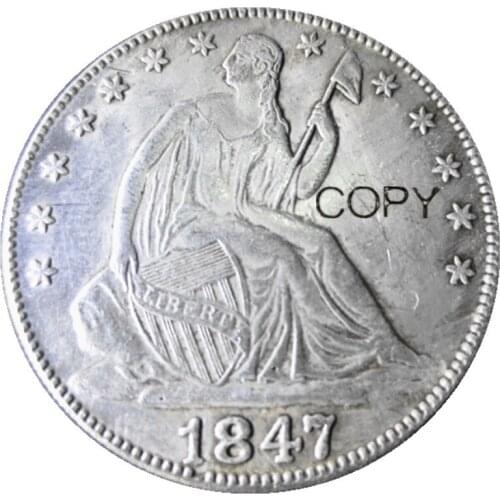 US 1847 P/O Liberty Seated Half Dollar Silver Plated Copy Coins