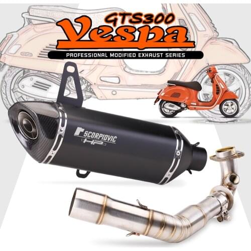For piaggio vespa gts 250 gts 300 2007- 2017 2018 2019 2020 motorcycle slip on exhaust muffler mid-tube gts300