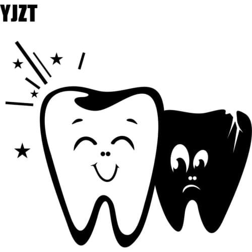 YJZT 18X15CM Cartoon Fun Tooth TEETH Vinyl Decal Car Sticker Black/Silver Accessories S8-1409