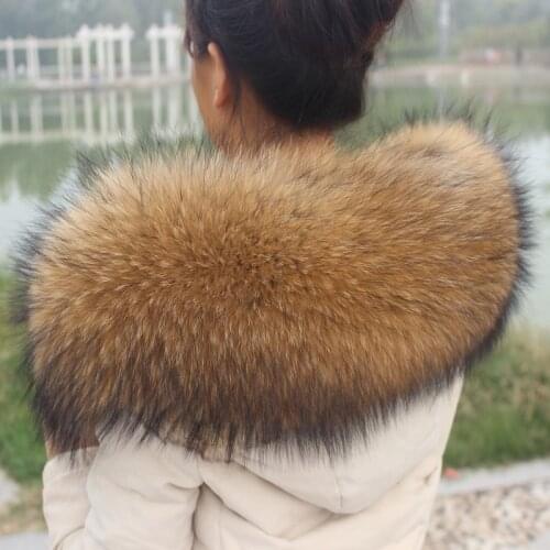 Inter 100% Genuine Real Natural Raccoon Fur Collar Women Scarf Fashion Coat Sweater Scarves Luxury Raccoon Fur Neck Cap