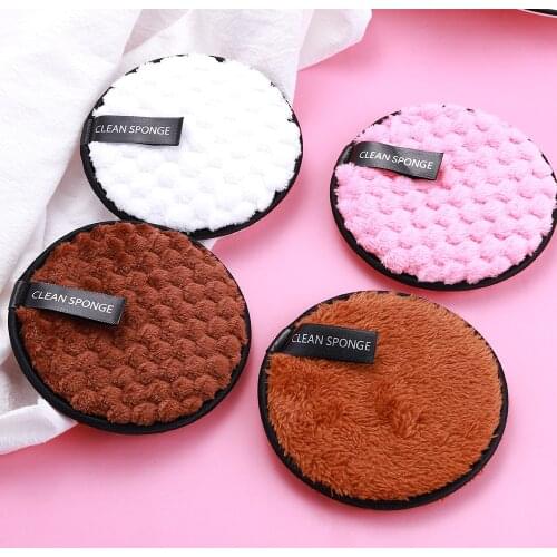 1Pcs Lazy Makeup Remover Puff Cleaning Tools Water Double Side Microfiber Reusable 4Colors Makeup Remover Cotton Pads